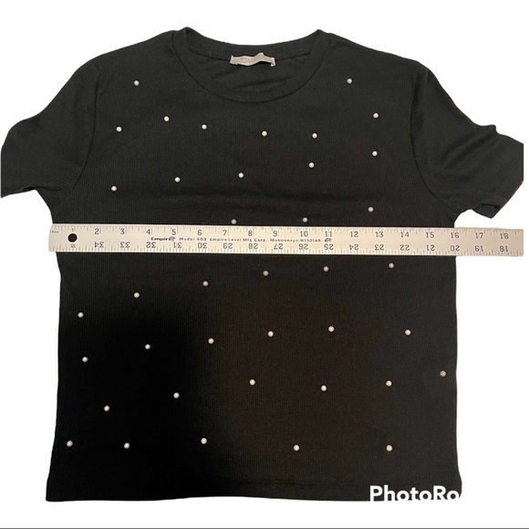 Zara Cropped Pearl Detail Top M - Picture 5 of 7
